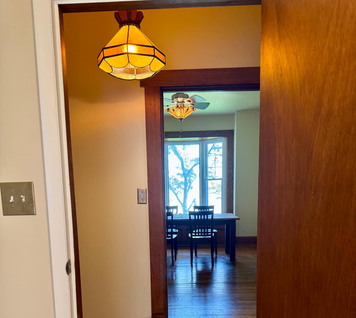 Interior doorway with stained glass detail